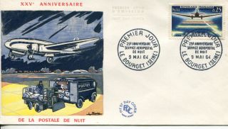1964 France 25th Anniversary Of Night Airmail Cachet Unaddressed Fdc photo