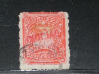 Mexico Stamp Official Red Overprint Sc O31 Rough Perf.  1897 F/u photo