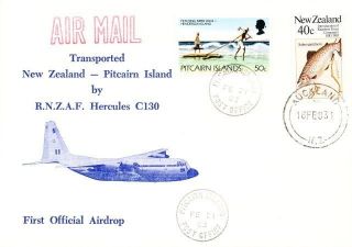 First Flight: Zealand To Pitcairn Island: Hecules Airdrop: 16 Feb.  1983 photo