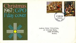 27 November 1967 Christmas Gpo First Day Cover Bethlehem Fdi photo