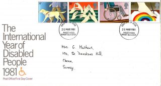 25 March 1981 Year Of Disabled People Post Office First Day Cover Hastings Fdi photo