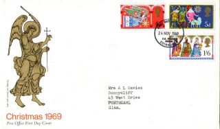 26 November 1969 Christmas Post Office First Day Cover Bureau Shs (a) photo