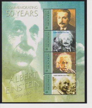 Micronesia Albert Einstein 50th Memorial Anniversary Sheet Of 4 Scott 660 photo