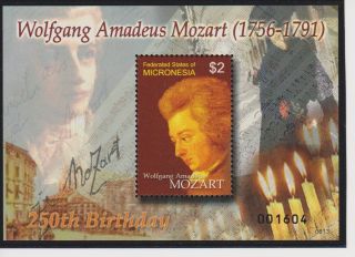 Micronesia Wolfgang Amadeus Mozart 250th Birth Anniversary S/s Scott 724 photo