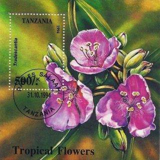 1994 Tanzania Postage Souvenir Sheet Tropical Flowers Flora Plants Botany Cto photo