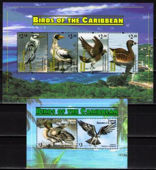 St.  Vincent & Grenadines Canouan 2011 Birds 1 Ms Of 4 Dif.  + 1 Ss photo