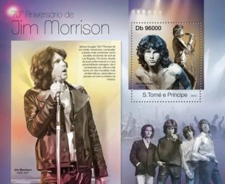 St Thomas Sao Tome 2013 Jim Morrison Music Legend Star Singer S/s photo