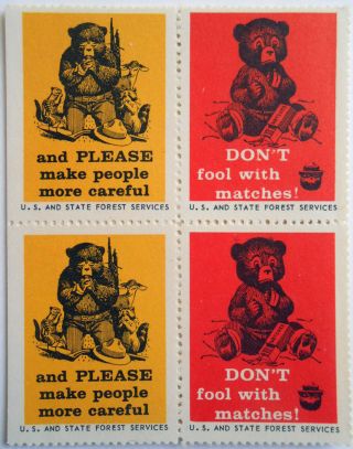 Praying To God 1963 Smokey Bear Poster Stamp Sbr 31 - 32 U.  S.  History Cinderellas photo