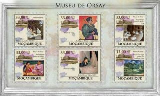 Mozambique - Impressionist Art Monet Degas - 6 Stamp Sheet 13a - 419 photo