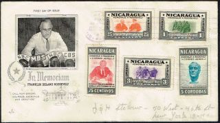 3071 Nicaragua To Us Registered Air Mail Fdc Cover 1946 Roosevelt Managua - Ny photo
