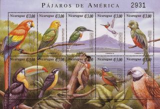 Nicaragua Birds Sc 2350 Sheet Of 10 2000 photo