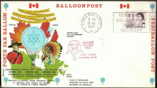 Canada 1967 Baloon Race Cover,  Baloon Post,  Collor Illustrated Cachet photo