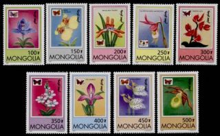 Mongolia 2269 - 77 Flowers,  Orchids,  Butterflies photo