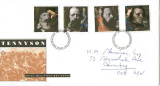10 March 1992 Tennyson Royal Mail First Day Cover Coventry Fdi photo