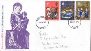25 November 1970 Christmas Post Office First Day Cover Durham Fdi photo