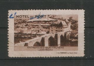France - Old Poster Stamp - Hotel Du Pont - Bridge photo