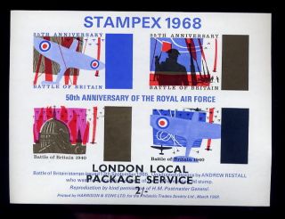 Gb Strike Mail Sheet 1968 Stampex. .  Raf. .  London 2/ - Post photo