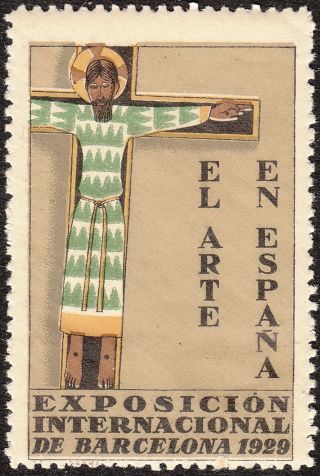 Stamp Label Spain Exposition 1929 Poster Cinderella Barcelona Art Fair photo