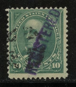 1895 Us 273 - 10c Webster ' Registered ' In Purple Fancy Cancel photo