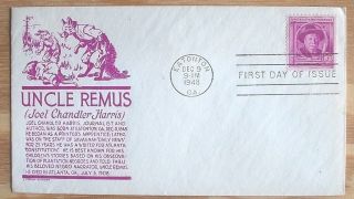 1948 Us Fdc First Day Cover 980 Joel Chandler Harris Creator Of Uncle Remus photo