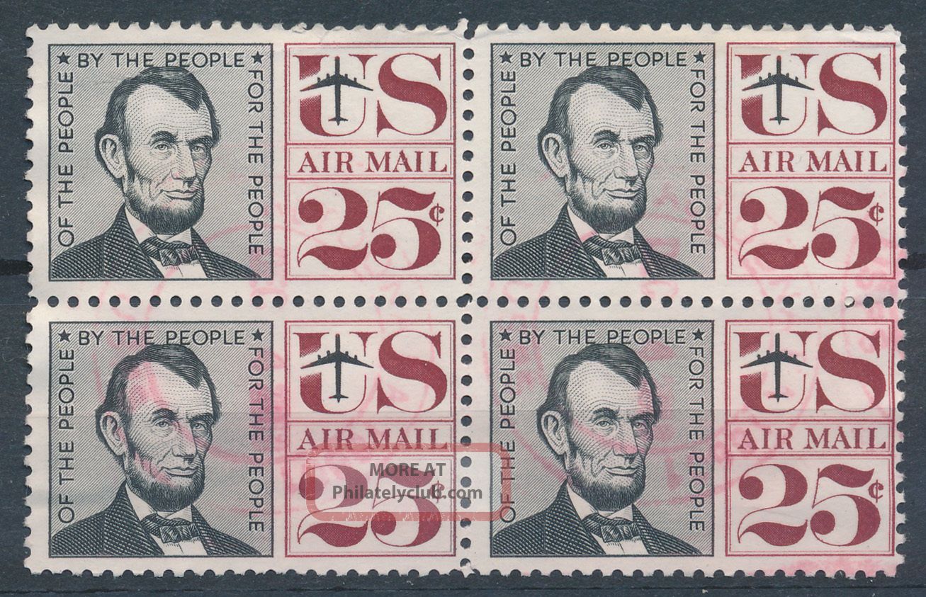 United States 1960 Scott C59a Abraham Lincoln Block Of 4 Tagged United States photo