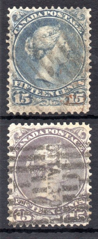 Canada 1887 - 88 15c Slaty Blue & Slate - Purple, .  Sg 69/70.  Cat.  £51. photo