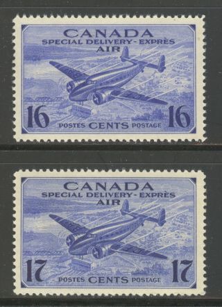 Canada Ce1 - Ce2,  1942 - 1943 16c - 17c Air Mail Special Delivery,  Hinged photo