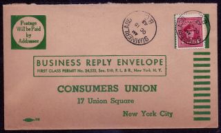 Canada 1943 Ww Ii Business Reply Envelope;summerland,  Bc - Consumers Union;sc 254 photo