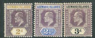 Leeward Islands 1902 Purple/ochre 2d Purp/blue 2.  5d Purp/black 3d Mintsg22/23/24 photo