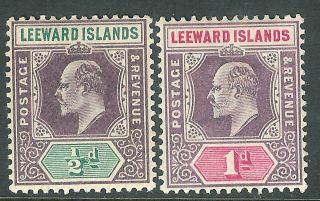 Leeward Islands 1902 Purple/green 1/2d Purple/carmine 1d Sg20/21 photo