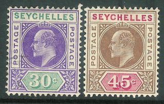 Seychelles 1906 Violet/green 30c Brown/carm 45c Sg66/67 photo