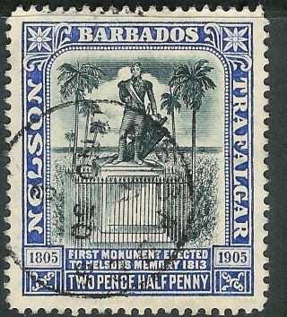 Barbados 1907 Black/blue 2.  5d Multi - Crown Ca Watermark Sg162 photo