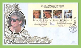 Cayman Is 1998 Diana,  Princess Of Wales Commemoration.  Sheet Silk Fdc photo