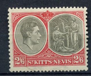 St.  Kitts Nevis 1938 - 50 Kgvi Sg 76,  2s6d Black & Scarlet P13x12 Ord Paper A56303 photo