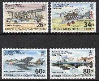 British Indian Ocean Territory Biot 1998 80th Anniversary Raf Sg 215 - 218 U/mint photo