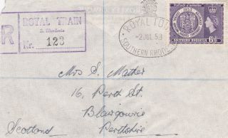 Southern Rhodesia : Queen Elizabeth Ii Royal Tour,  Royal Train Reg.  Cover (1953) photo