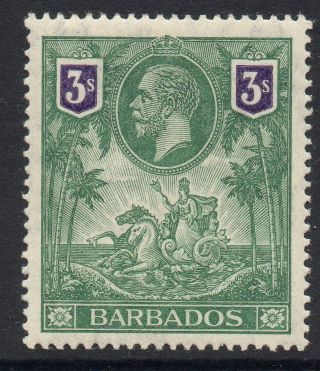 Barbados Sg180 1912 3/= Green & Violet Mtd photo