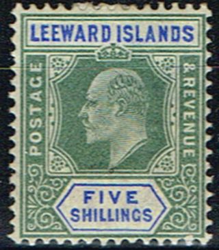 Leeward Islands 1902 5s Green & Blue Sg28 Mm photo