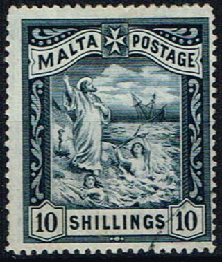 Malta 1899 10s Blue - Black Sg35 Fine photo