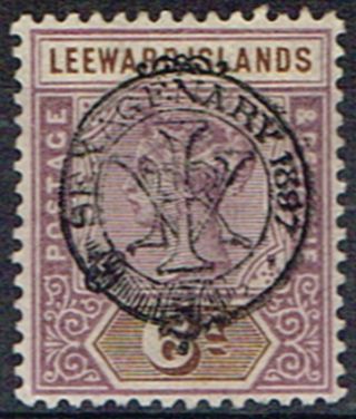 Leeward Islands 1897 6d Dull Mauve & Brown Sg13 Fine Lmm photo