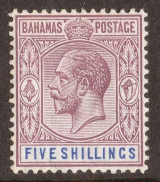 Bahamas: Kg5 1912 - 5s Dull Purple & Blue.  Lmm.  Sg88.  (ref.  1025) photo