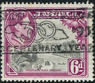 Jamaica 1950 (kgvi) 6d Grey And Purple Sg128a Cv £0.  10 Uh Postage photo