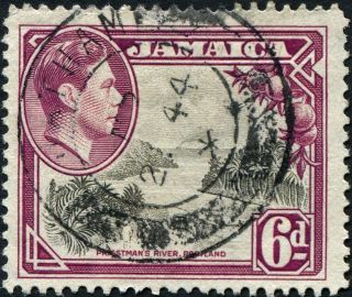 Jamaica 1938 (kgvi) 6d Grey And Purple Sg128 Cv £0.  30 F Uh Postage photo