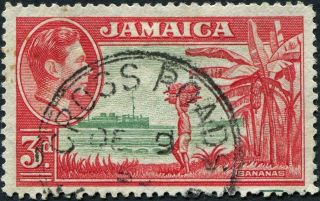 Jamaica 1952 (kgvi) 3d Green And Scarlet Sg126c Cv £0.  30 Uh Postage photo
