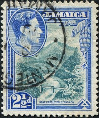 Jamaica 1938 (kgvi) 2 1/2d Greenish Blue And Ultramarine Sg125 Cv £2.  50 Vf photo