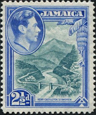 Jamaica 1938 (kgvi) 2 1/2d Greenish Blue And Ultramarine Sg125 Cv £8.  00 Vf photo