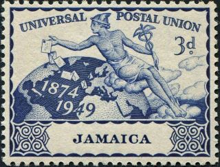 Jamaica 1949 (kgvi) 3d Deep Blue Sg147 Cv £0.  50 Vf Mh Postage photo