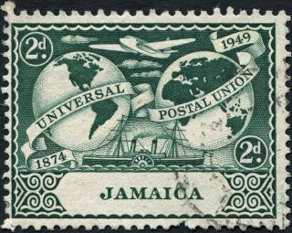 Jamaica 1949 (kgvi) 2d Deep Blue - Green Sg146 Cv £5.  25 Uh Postage photo