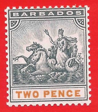 Mlh 2d Slate - Black / Orange Stamp 1892 - 99 Barbados Seal Of Colony Sg108 photo