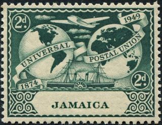 Jamaica 1949 (kgvi) 2d Deep Blue - Green Sg146 Cv £1.  25 Vf Mh Postage photo